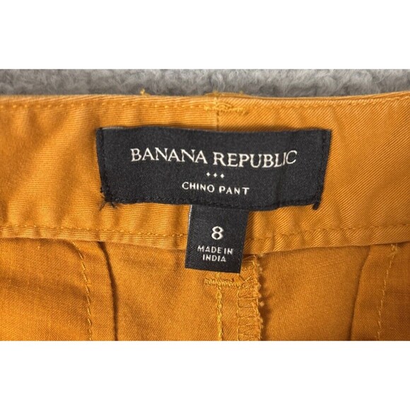 Banana Republic Womens Mustard Chino Pants Size 8 Preppy Classic Casual - Picture 3 of 7